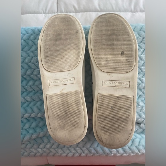 Karl Lagerfeld White Designer Sneakers Paris Cate Pin Logo Cat Size 8.5 - Picture 7 of 7